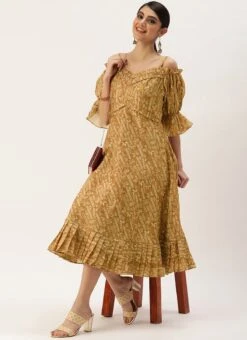 Green Printed Art Silk Cotton Maxi Dress After Six Wear -Indo Clothing Shop Green Printed Art Silk Cotton Maxi Dress DRBS02209822 u 1