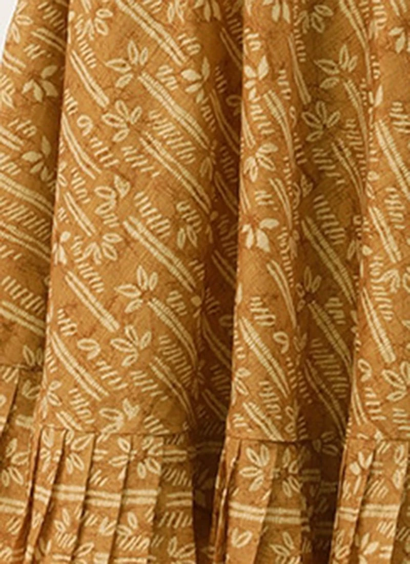 Green Printed Art Silk Cotton Maxi Dress After Six Wear Festive Wear 8 Green Printed Art Silk Cotton Maxi Dress After Six Wear Festive Wear - Image 8