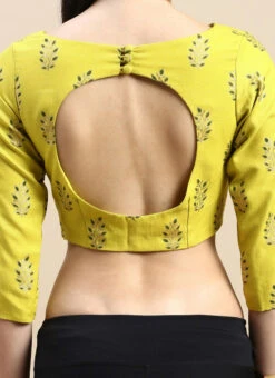 Green Printed Cotton Blouse Festive Wear 13 Green Printed Cotton Blouse Festive Wear -Indo Clothing Shop Green Printed Cotton Blouse BLBS02303848 rrc2