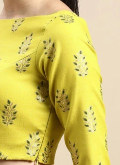 Green Printed Cotton Blouse Festive Wear 14 Green Printed Cotton Blouse Festive Wear -Indo Clothing Shop Green Printed Cotton Blouse BLBS02303848 rrc3