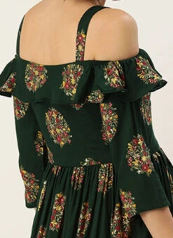 Green Rayon Printed Strap Neckline Dress After Six Wear 13 Green Rayon Printed Strap Neckline Dress After Six Wear -Indo Clothing Shop Green Rayon Printed Strap Neckline Dress DRBS02204727 rrc2