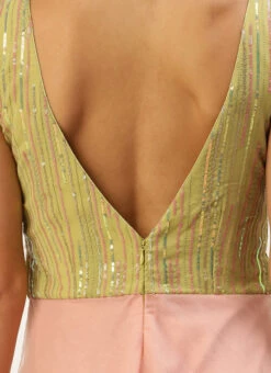 Green Sequins Embroidered N Peach Net Gown Festive Wear -Indo Clothing Shop Green Sequins Embroidered N Peach Net Gown IWBS02211073 rrc2