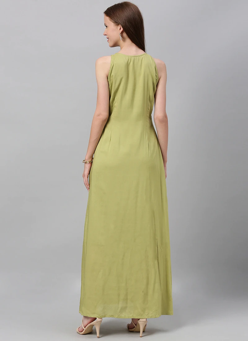 Green Modal Knee Length Dress After Six Wear 4 Green Modal Knee Length Dress After Six Wear - Image 4