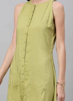 Green Modal Knee Length Dress After Six Wear 14 Green Modal Knee Length Dress After Six Wear -Indo Clothing Shop Green TENCEL Modal Knee Length Dress IWBS02001280 rrc3