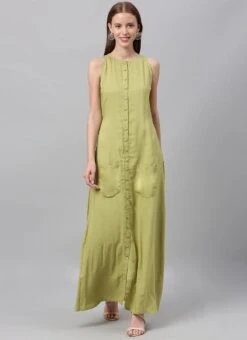 Green Modal Knee Length Dress After Six Wear 10 Green Modal Knee Length Dress After Six Wear -Indo Clothing Shop Green TENCEL Modal Knee Length Dress IWBS02001280 u