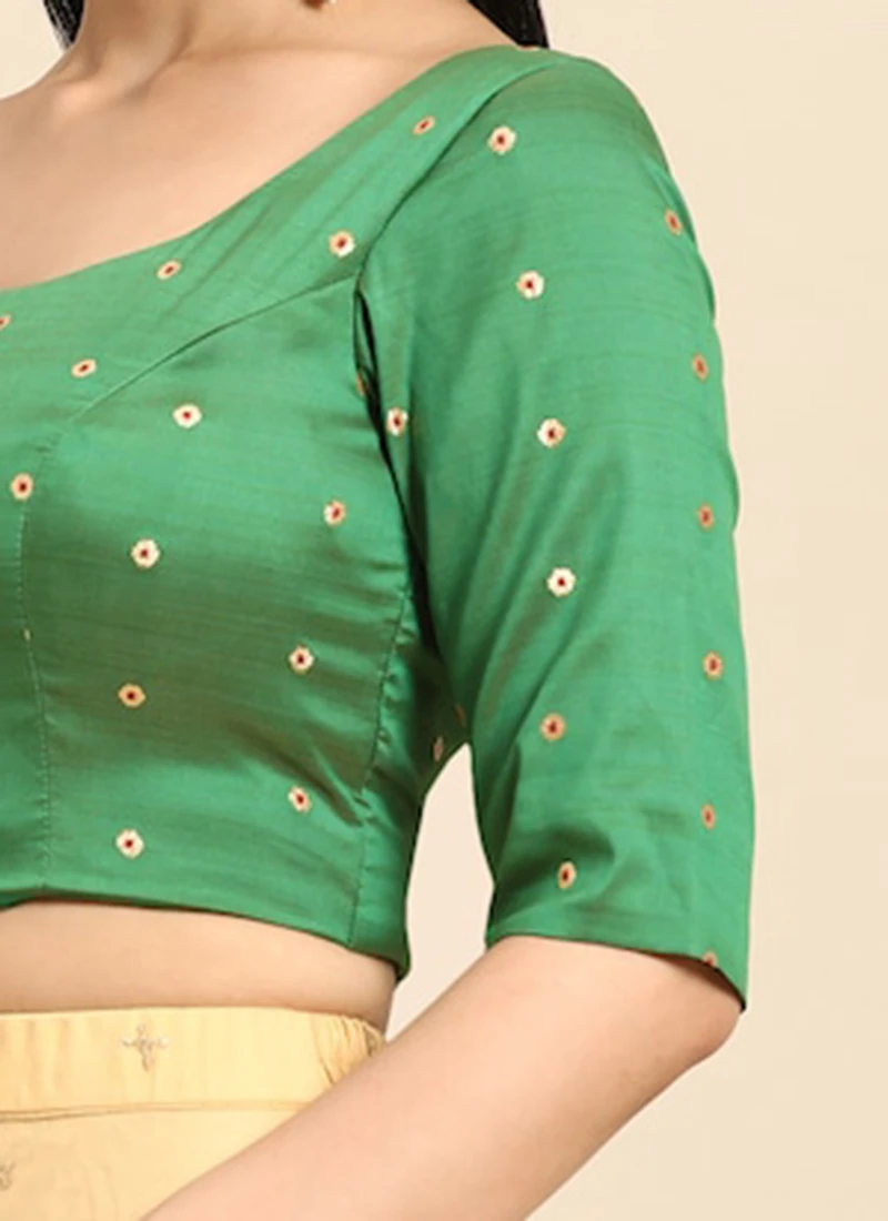 Green Taffeta Blouse Festive Wear 7 Green Taffeta Blouse Festive Wear - Image 7