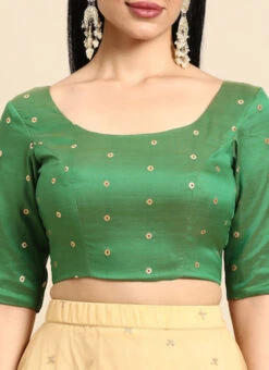 Green Taffeta Blouse Festive Wear 15 Green Taffeta Blouse Festive Wear -Indo Clothing Shop Green Taffeta Blouse BLBS02303768 rrc4