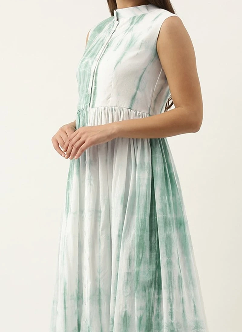 Green Tie N Dye Gathered Flare Dress After Six Wear 1 Green Tie N Dye Gathered Flare Dress After Six Wear