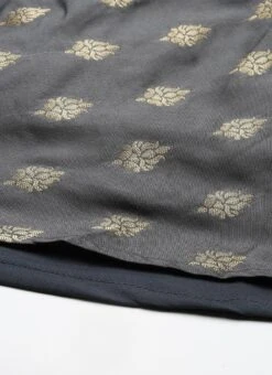 Grey Brocade Boat Neck Flared Dress Festive Wear 15 Grey Brocade Boat Neck Flared Dress Festive Wear -Indo Clothing Shop Grey Brocade Boat Neck Flared Dress DRBS02201295 rrc4