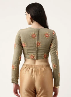 Grey Embroidered Blouse Festive Wear -Indo Clothing Shop Grey Embroidered Blouse BLBS02303767 b