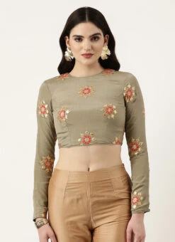 Grey Embroidered Blouse Festive Wear -Indo Clothing Shop Grey Embroidered Blouse BLBS02303767 u