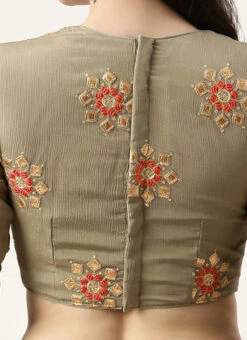 Grey Embroidered Blouse Festive Wear -Indo Clothing Shop Grey Embroidered Blouse BLBS02303767 rrc2