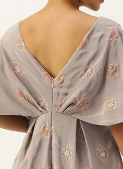 Grey Embroidered French Crepe Jumpsuit Festive Wear -Indo Clothing Shop Grey Embroidered French Crepe Jumpsuit DRBS02302300 rrc2