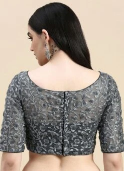 Grey Embroidered Net Blouse Party Wear Festive Wear 11 Grey Embroidered Net Blouse Party Wear Festive Wear -Indo Clothing Shop Grey Embroidered Net Blouse BLBS02210833 b 1