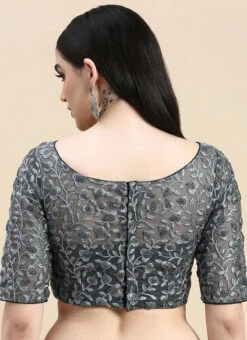 Grey Embroidered Net Blouse Party Wear -Indo Clothing Shop Grey Embroidered Net Blouse BLBS02210833 rrc2