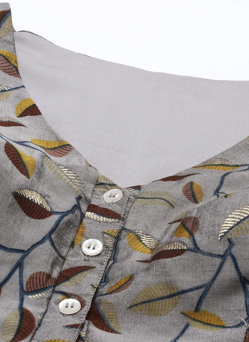 Grey Modal Silk Printed A Line Dress After Six Wear 5 Grey Modal Silk Printed A Line Dress After Six Wear - Image 5