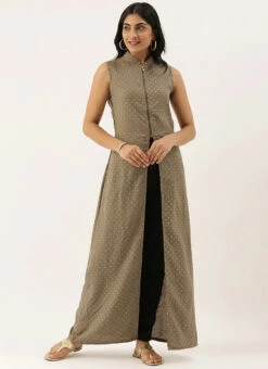 Grey N Black Collar Neck Kurta Sets After Six Wear -Indo Clothing Shop Grey N Black Collar Neck Kurta Sets KSBS02102832 u