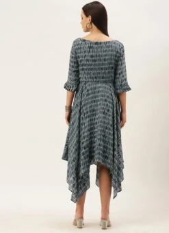 Grey N Black Muslin Handkerchief Style Dress After Six Wear 11 Grey N Black Muslin Handkerchief Style Dress After Six Wear -Indo Clothing Shop Grey N Black Muslin Handkerchief Style Dress DRBS02106467 b