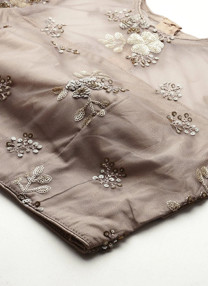 Grey Net Embroidered Blouse Festive Wear 5 Grey Net Embroidered Blouse Festive Wear - Image 5