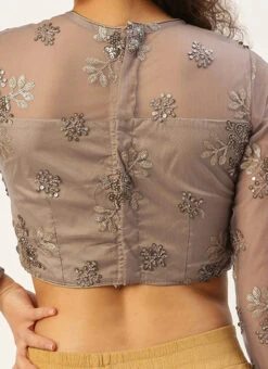 Grey Net Embroidered Blouse Festive Wear 13 Grey Net Embroidered Blouse Festive Wear -Indo Clothing Shop Grey Net Embroidered Blouse BLBS02305199 rrc2