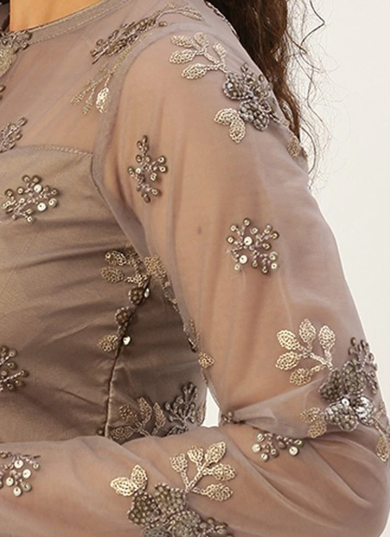 Grey Net Embroidered Blouse Festive Wear 8 Grey Net Embroidered Blouse Festive Wear - Image 8