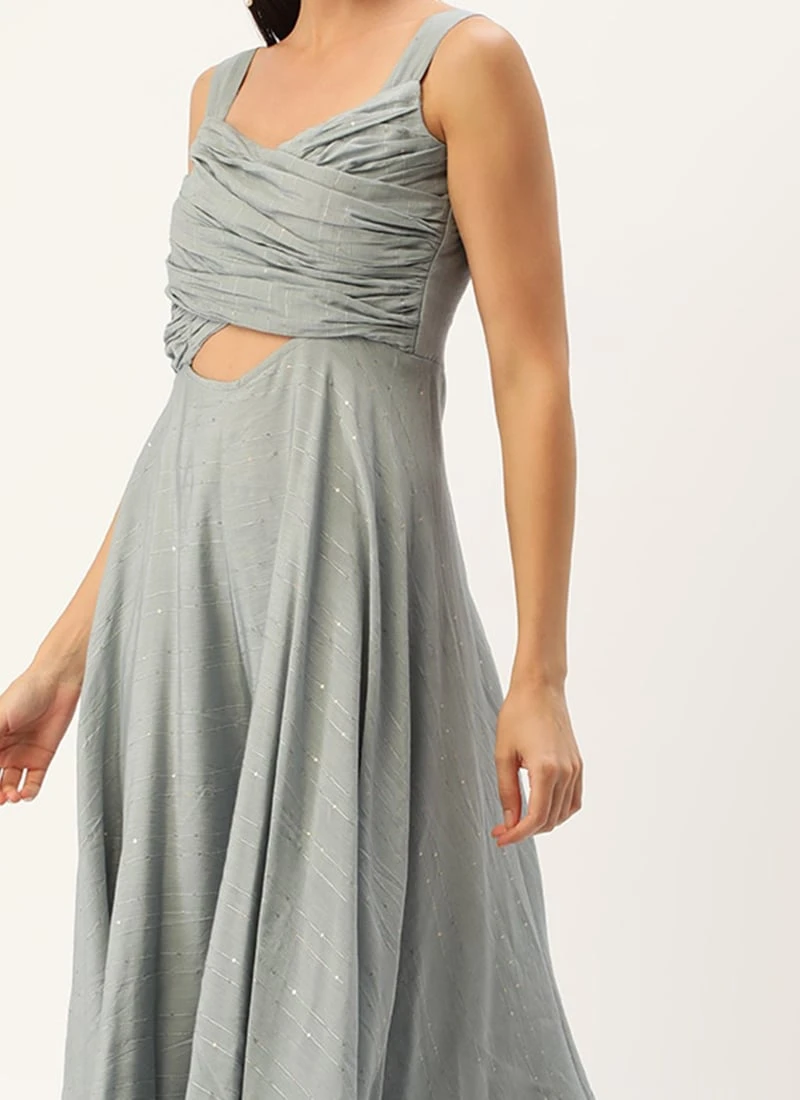 Grey Nylon Sequins Embroidered Jumpsuit After Six Wear 1 Grey Nylon Sequins Embroidered Jumpsuit After Six Wear