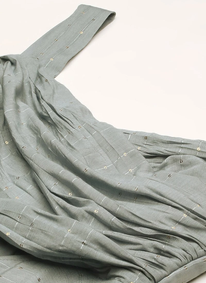 Grey Nylon Sequins Embroidered Jumpsuit After Six Wear 5 Grey Nylon Sequins Embroidered Jumpsuit After Six Wear - Image 5