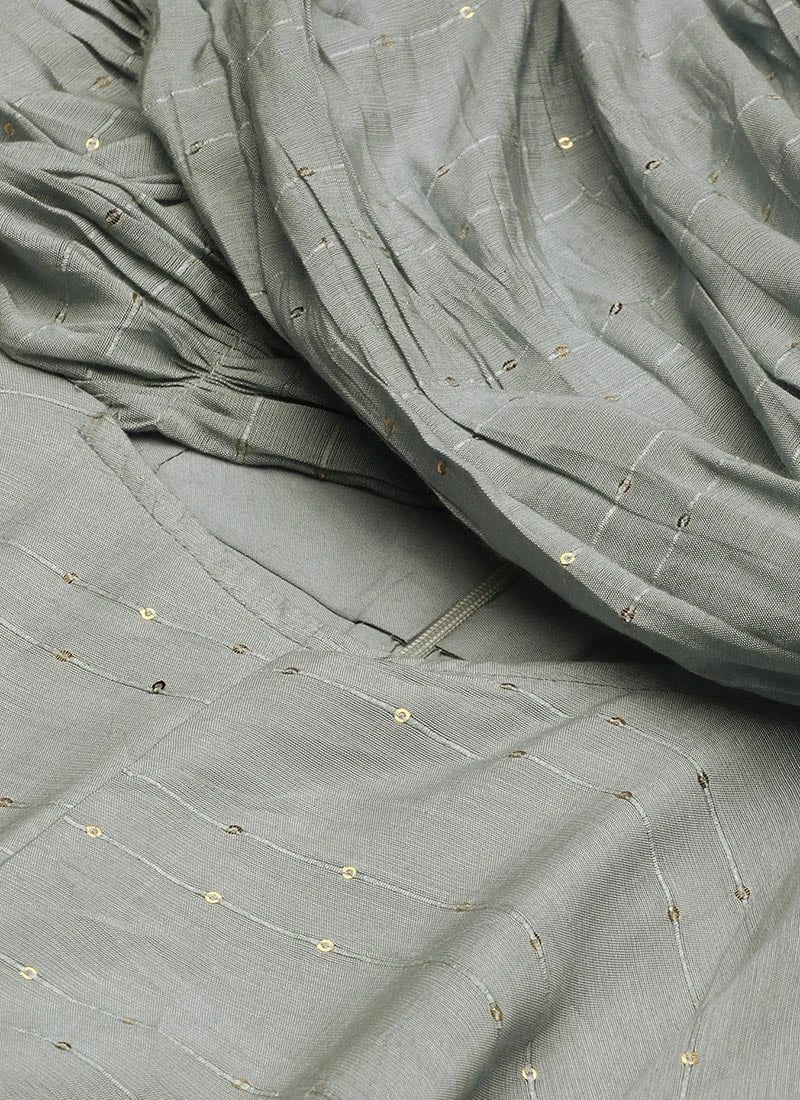 Grey Nylon Sequins Embroidered Jumpsuit After Six Wear 7 Grey Nylon Sequins Embroidered Jumpsuit After Six Wear - Image 7