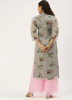Grey Organza N Pink Kurta Palazzo Set After Six Wear 11 Grey Organza N Pink Kurta Palazzo Set After Six Wear -Indo Clothing Shop Grey Organza N Pink Kurta Palazzo Set KSBS02107578 b