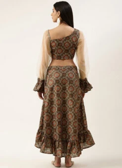 Skirt From Grey Printed Art Silk Sets And Suits After Six Wear -Indo Clothing Shop Grey Printed Art Silk Sets And Suits IWBS02209642 b