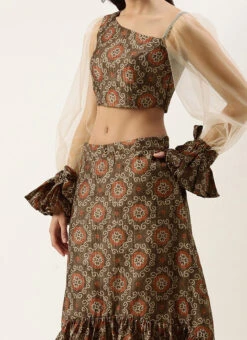 Skirt From Grey Printed Art Silk Sets And Suits After Six Wear