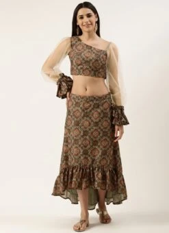 Skirt From Grey Printed Art Silk Sets And Suits After Six Wear -Indo Clothing Shop Grey Printed Art Silk Sets And Suits IWBS02209642 u