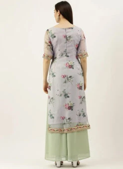 Grey Printed Organza Calf Length Kurta Set After Six Wear -Indo Clothing Shop Grey Printed Organza Calf Length Kurta Set KSBS02104250 b