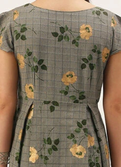 Grey Printed Rayon Calf Length Dress Work Wear 13 Grey Printed Rayon Calf Length Dress Work Wear -Indo Clothing Shop Grey Printed Rayon Calf Length Dress DRBS02106443 rrc2