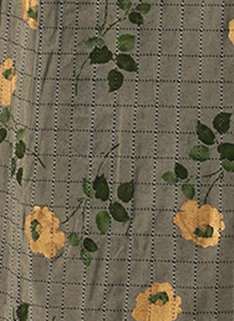 Grey Printed Rayon Calf Length Dress Work Wear 8 Grey Printed Rayon Calf Length Dress Work Wear - Image 8