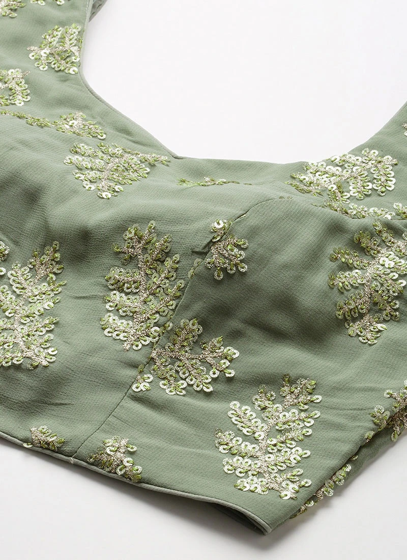 Grey Sequins Embroidered Chinon Blouse Festive Wear 5 Grey Sequins Embroidered Chinon Blouse Festive Wear - Image 5