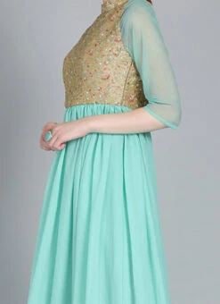 Halter Neck Style Embroidered Gown Party Wear