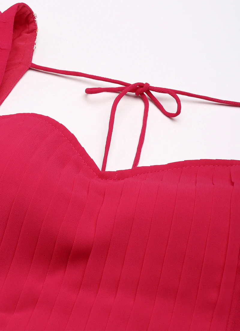 Skirt From Hot Pink Georgette Embroidered Crop Top Skirt Set After Six Wear 5 Skirt From Hot Pink Georgette Embroidered Crop Top Skirt Set After Six Wear - Image 5