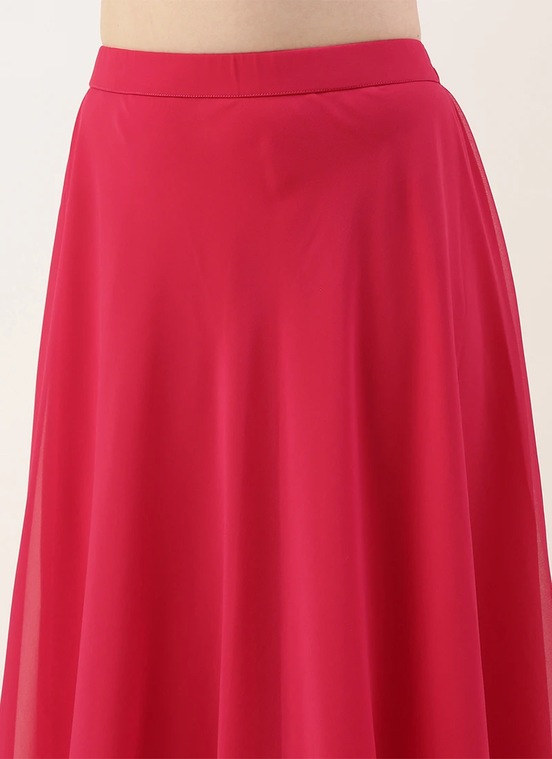 Skirt From Hot Pink Georgette Embroidered Crop Top Skirt Set After Six Wear 7 Skirt From Hot Pink Georgette Embroidered Crop Top Skirt Set After Six Wear - Image 7