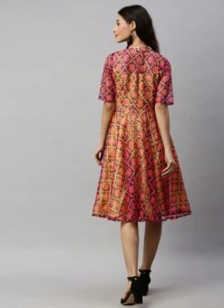 Knee Length Multiclolored Fit N Flared Dress Party Wear 11 Knee Length Multiclolored Fit N Flared Dress Party Wear -Indo Clothing Shop Knee Length Multiclolored Fit N Flared Dress DRBS02006240RTW b