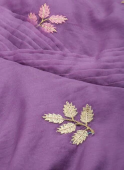 Lavender Embroidered Organza One Shoulder Gown Party Wear -Indo Clothing Shop Lavender Embroidered Organza One Shoulder Gown IWBS02308839 rrc1