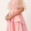 Light Beige Embroidered Net N Pink Satin Dress Party Wear