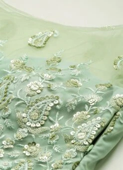 Light Blue Embroidered N Green Layered Gown Wedding Wear -Indo Clothing Shop Light Blue Embroidered N Green Layered Gown IWBS02211173 rrc1