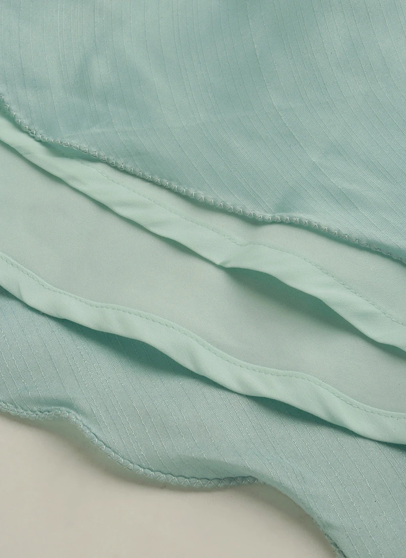 Skirt From Light Blue Net Embroidered N Green Satin Skirt Set After Six Wear 8 Skirt From Light Blue Net Embroidered N Green Satin Skirt Set After Six Wear - Image 8