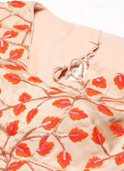 Light Peach Embroidered Chiffon Blouse Festive Wear -Indo Clothing Shop Light Peach Embroidered Chiffon Blouse BLBS02301948 rrc1
