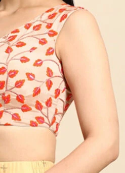 Light Peach Embroidered Chiffon Blouse Festive Wear -Indo Clothing Shop Light Peach Embroidered Chiffon Blouse BLBS02301948 rrc3