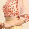 Light Peach Embroidered Chiffon Blouse Party Wear
