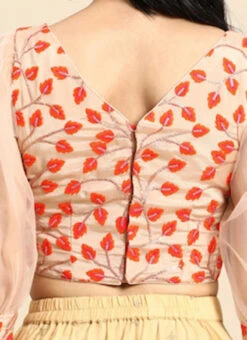 Light Peach Embroidered Chiffon Blouse Party Wear 13 Light Peach Embroidered Chiffon Blouse Party Wear -Indo Clothing Shop Light Peach Embroidered Chiffon Blouse BLBS02301968 rrc2