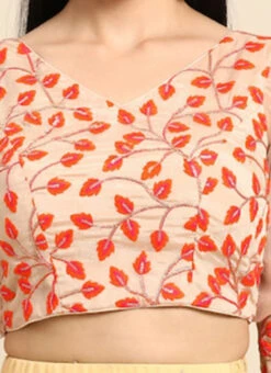 Light Peach Embroidered Chiffon Blouse Party Wear 15 Light Peach Embroidered Chiffon Blouse Party Wear -Indo Clothing Shop Light Peach Embroidered Chiffon Blouse BLBS02301968 rrc4