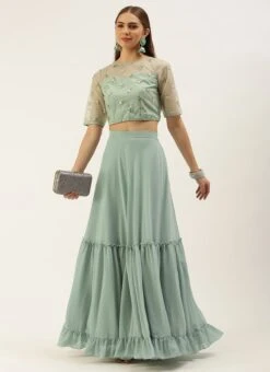 Skirt From Light Peach N Green Embroidered Crop Top N Skirt After Six Wear 10 Skirt From Light Peach N Green Embroidered Crop Top N Skirt After Six Wear -Indo Clothing Shop Light Peach N Green Embroidered Crop Top N Skirt IWBS02301684 u